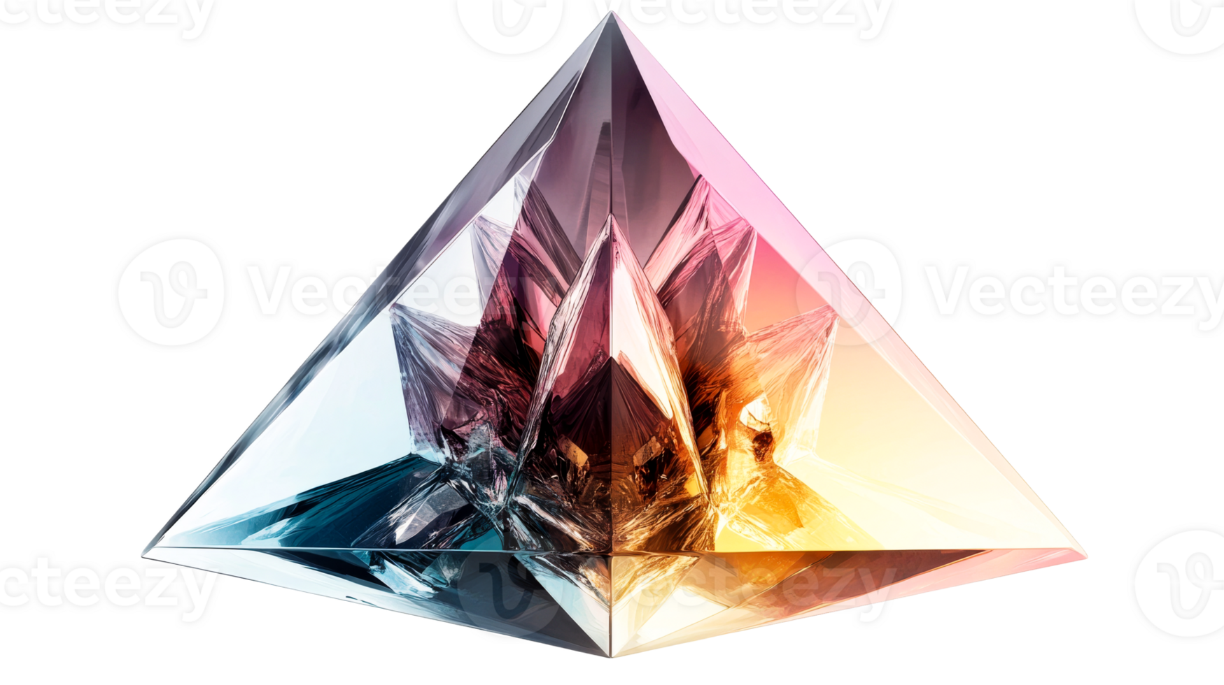 Prism facet refraction detail, cut out transparent png