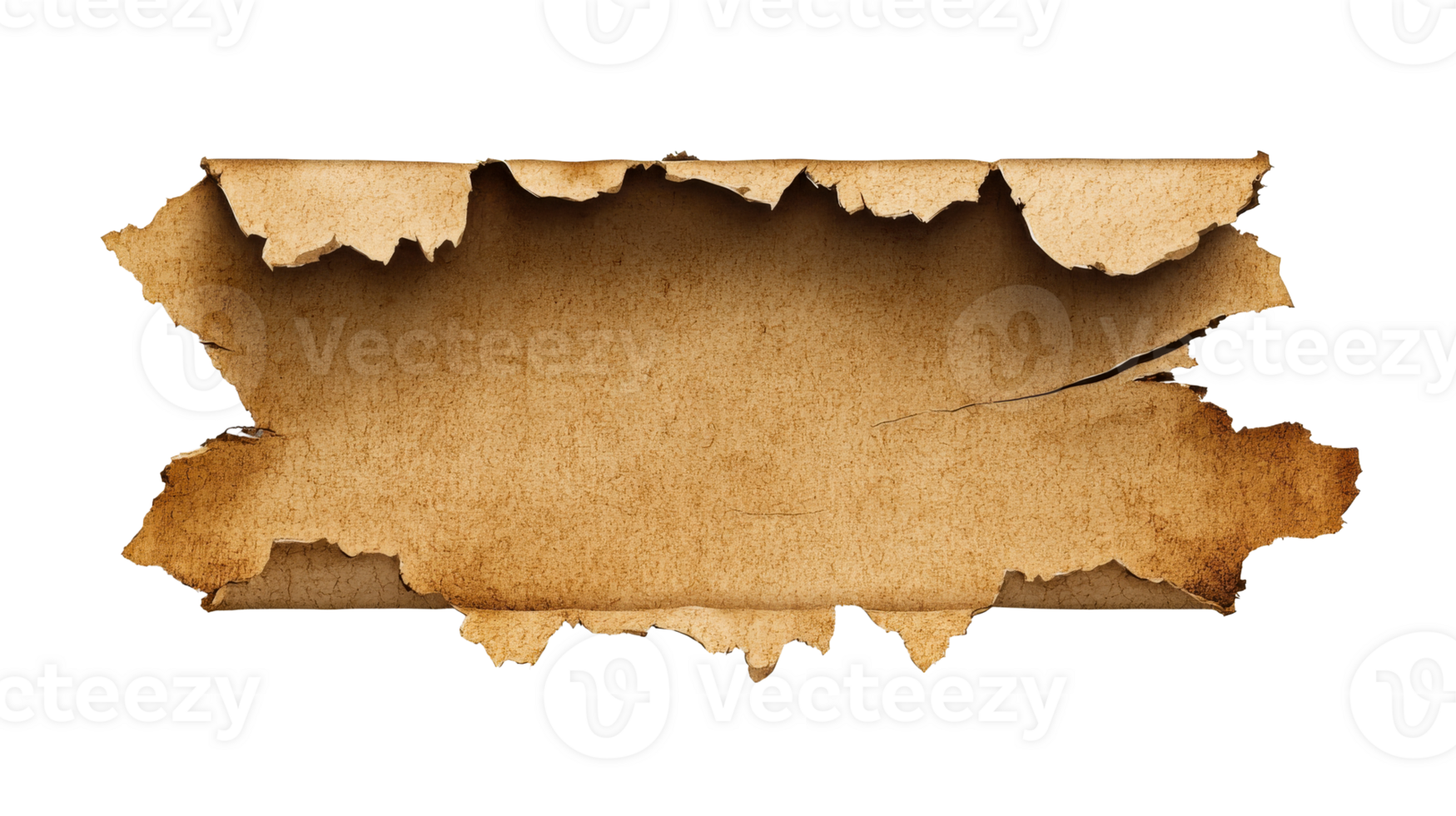 Ripped edge brown paper texture, cut out transparent png