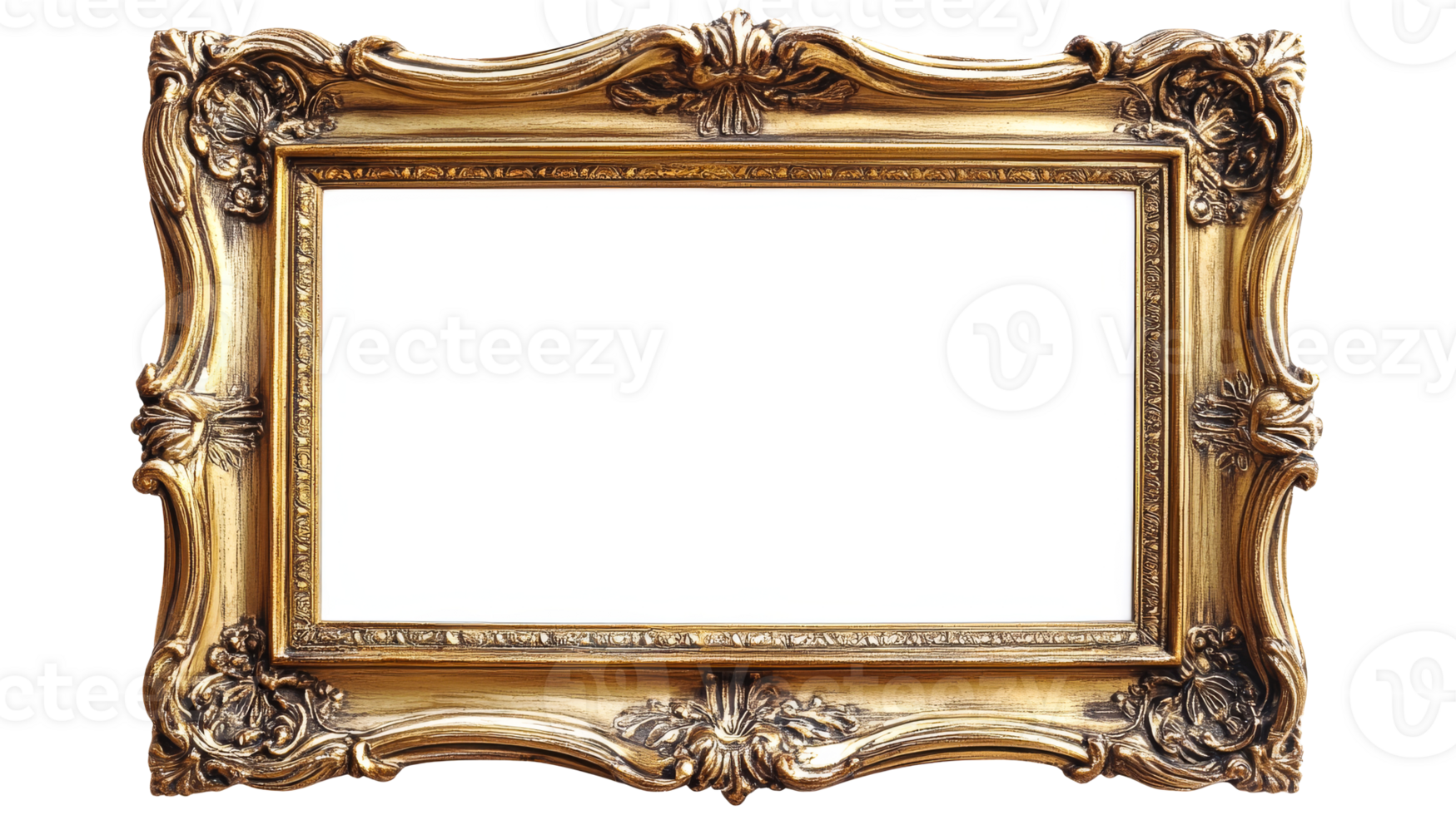 Gilded picture framework, cut out transparent png