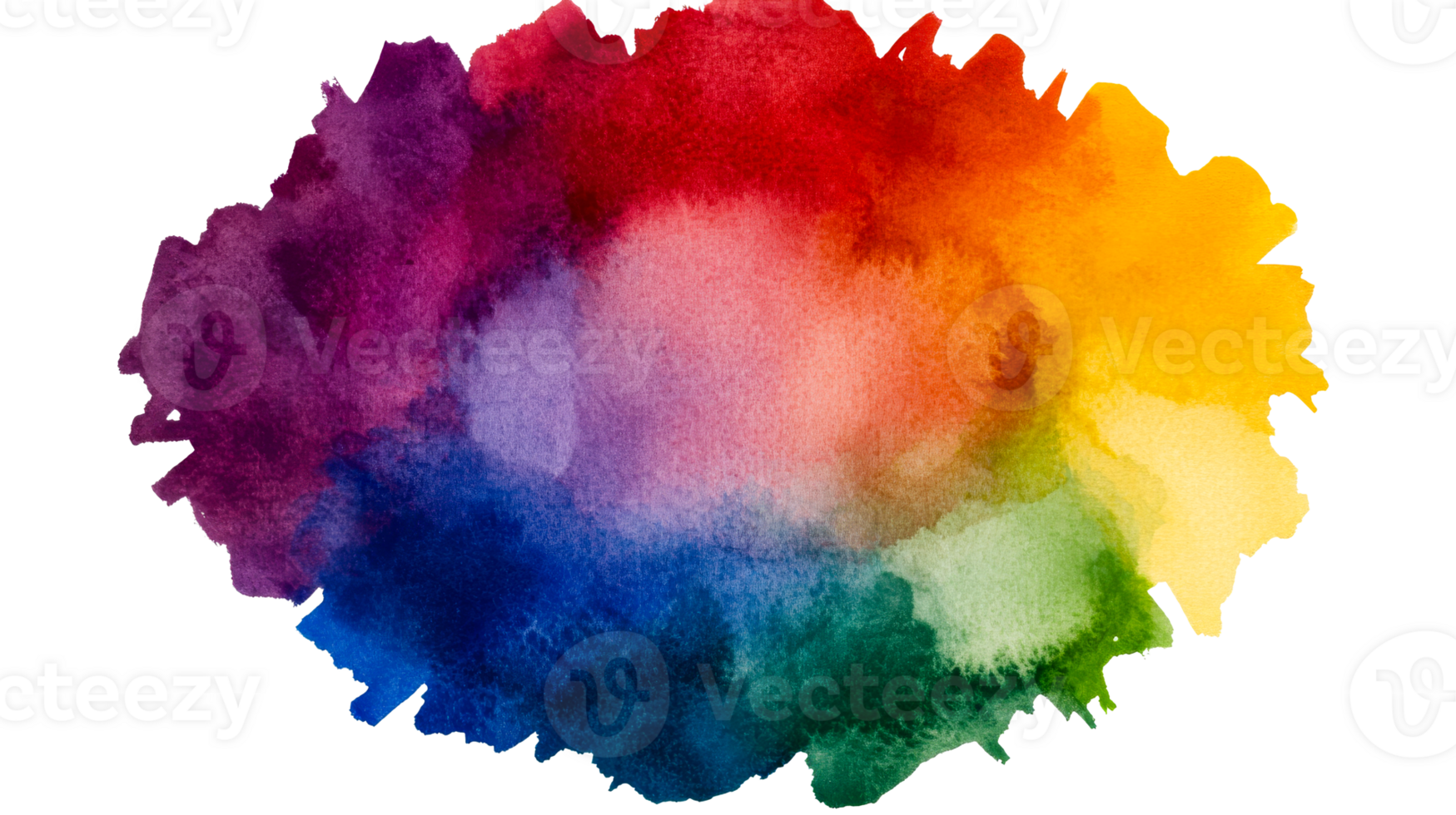 Watercolor circular spectrum splash, cut out transparent png