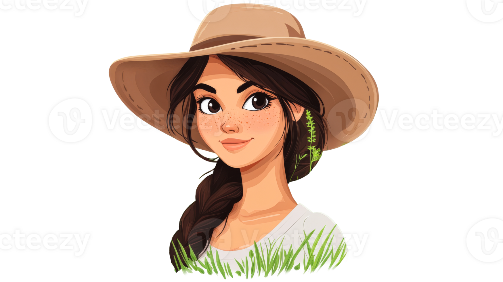 Smiling girl with hat, cut out transparent png