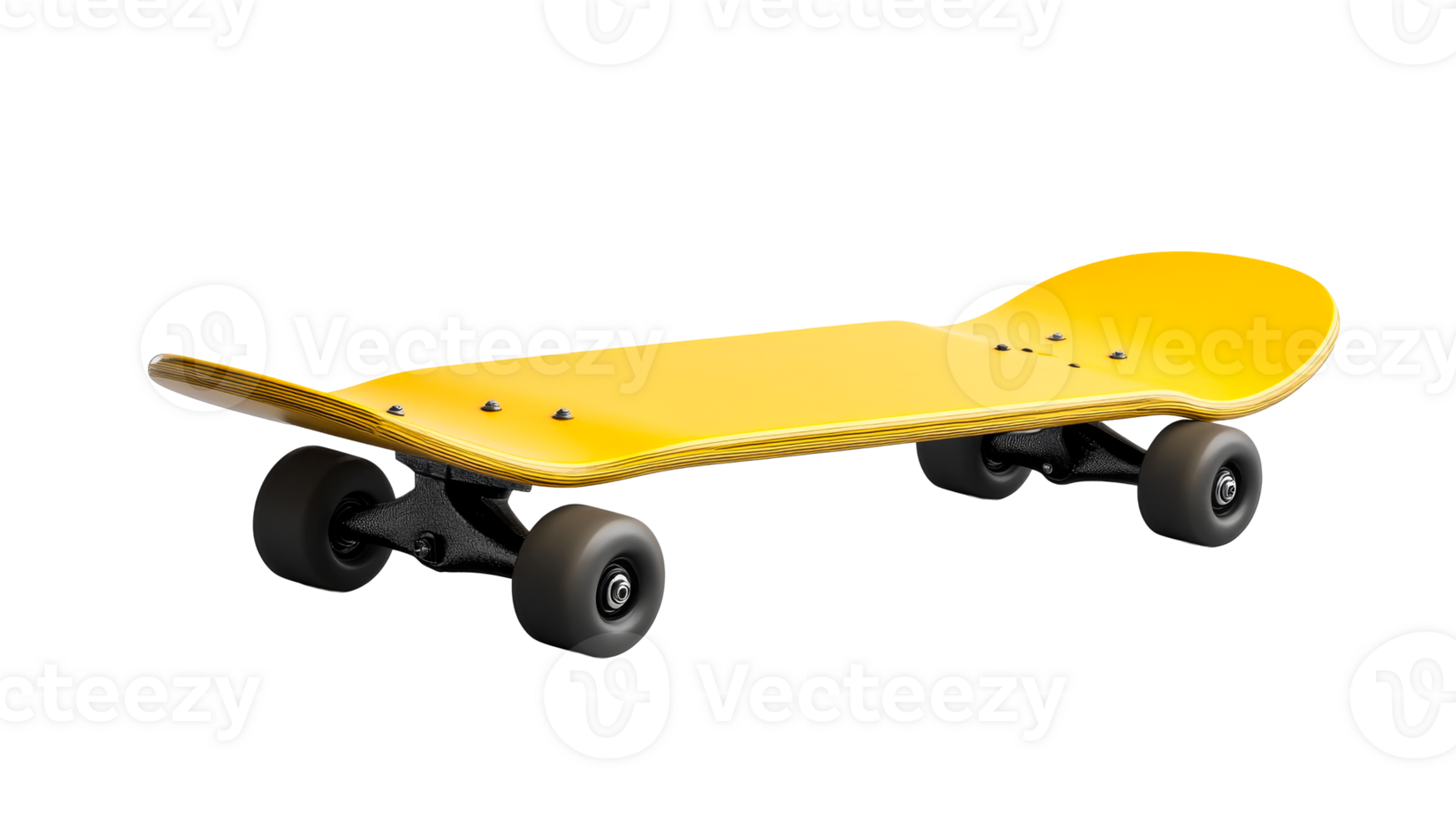 Isolated yellow skateboard, cut out transparent png