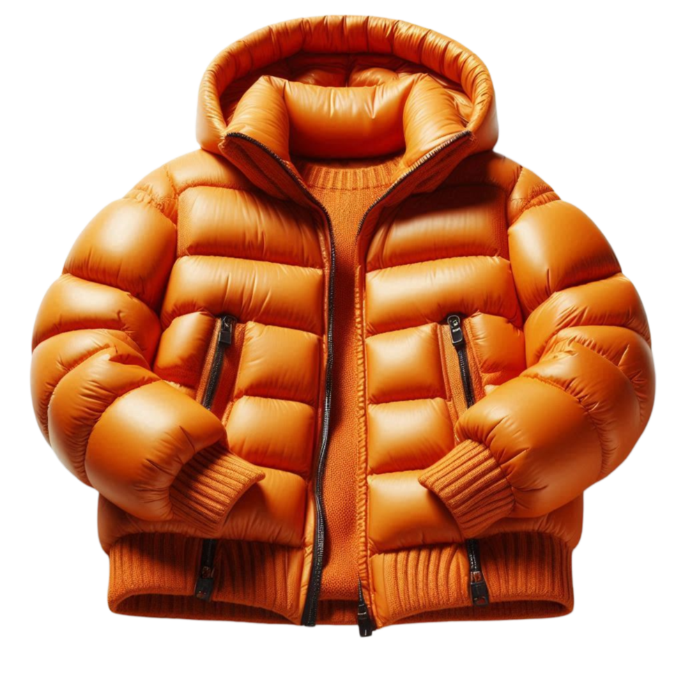 Puffy Orange Jacket with Folded Arms png
