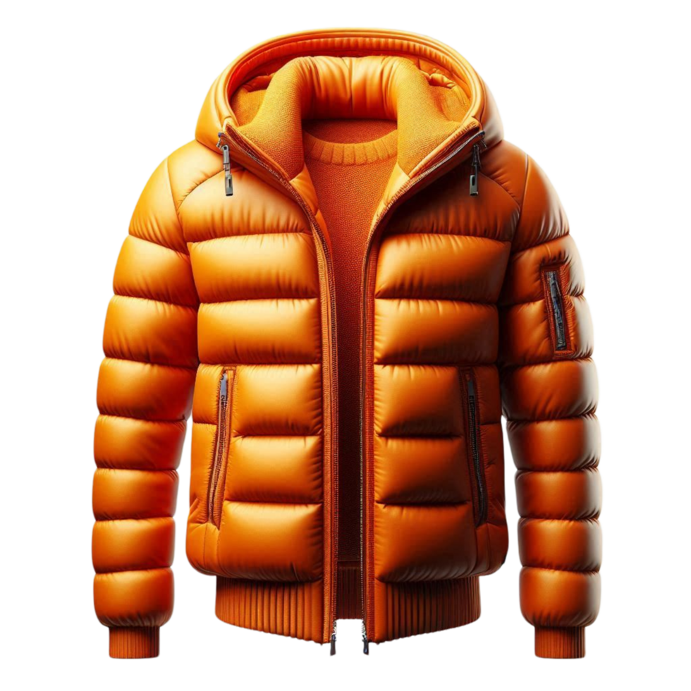 Bright Orange Winter Jacket Front View png
