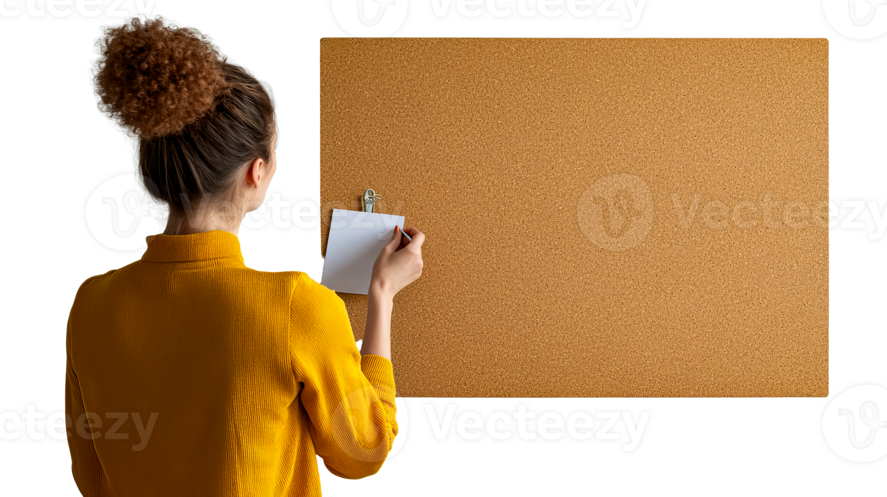 Bulletin board with paper note, cut out transparent png