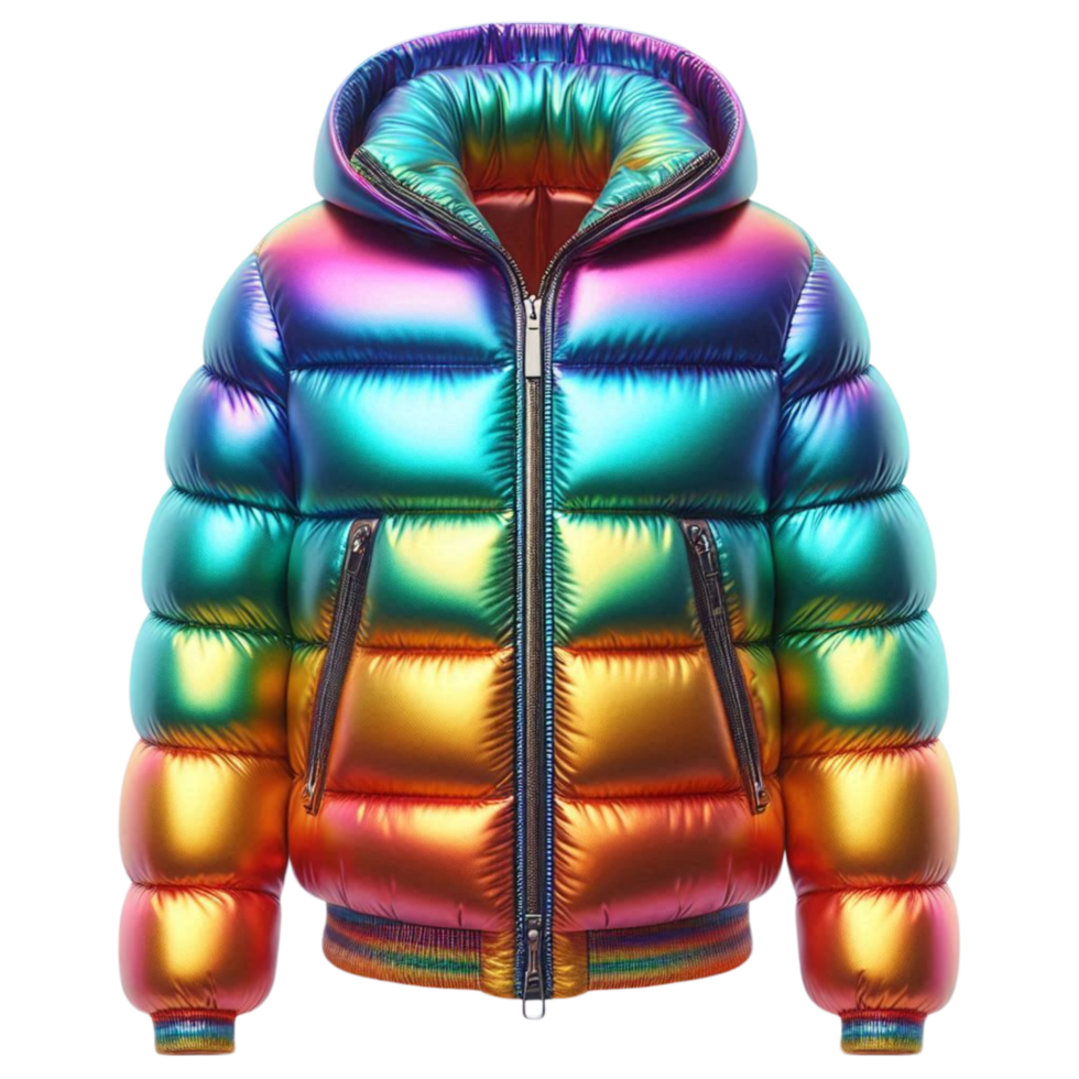 Rainbow Winter Puffer Jacket png