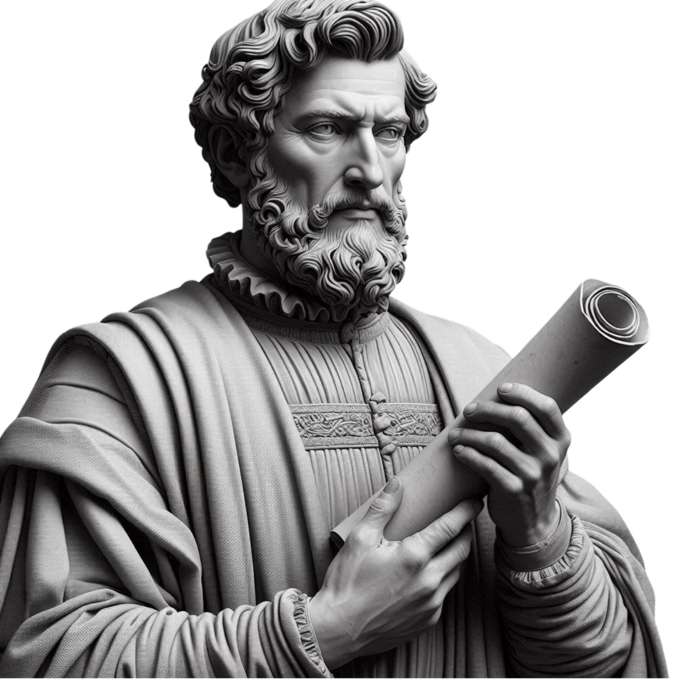 Classical Male Statue with Scroll png