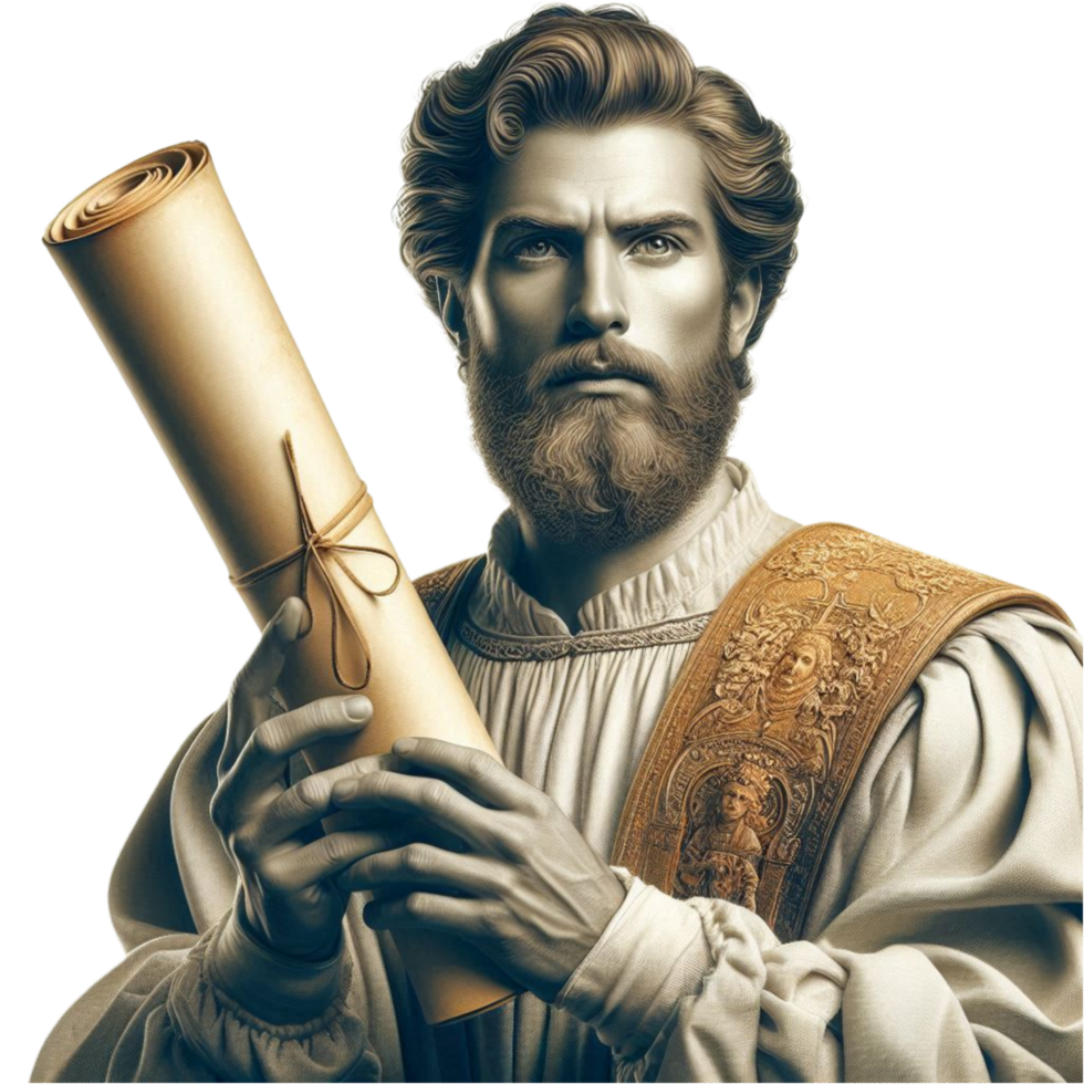 Bearded Renaissance Man with Scroll png