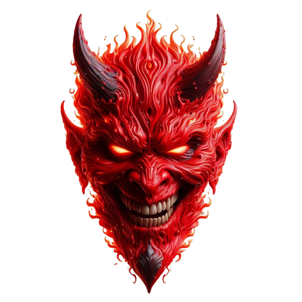 Red Horned Demon Head png