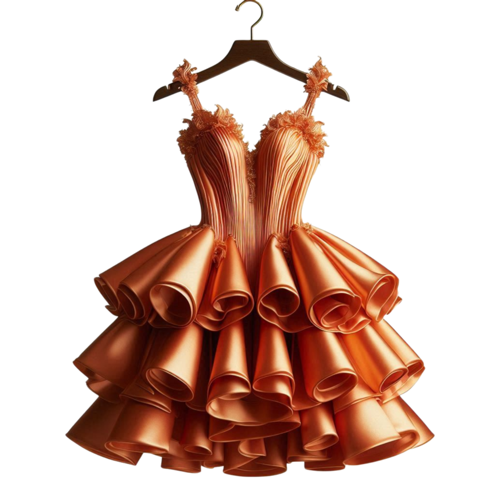 Ruffled Satin Bronze Dress png
