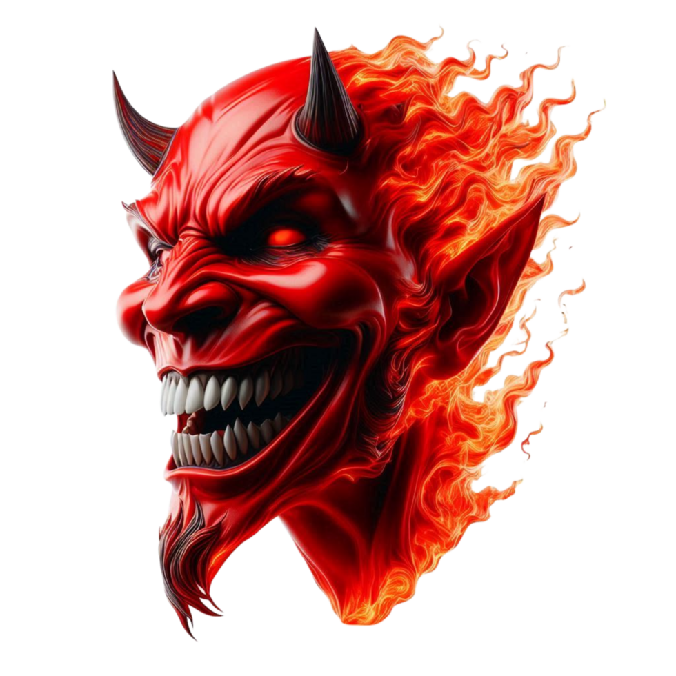 Flaming Devil Face Digital Art png