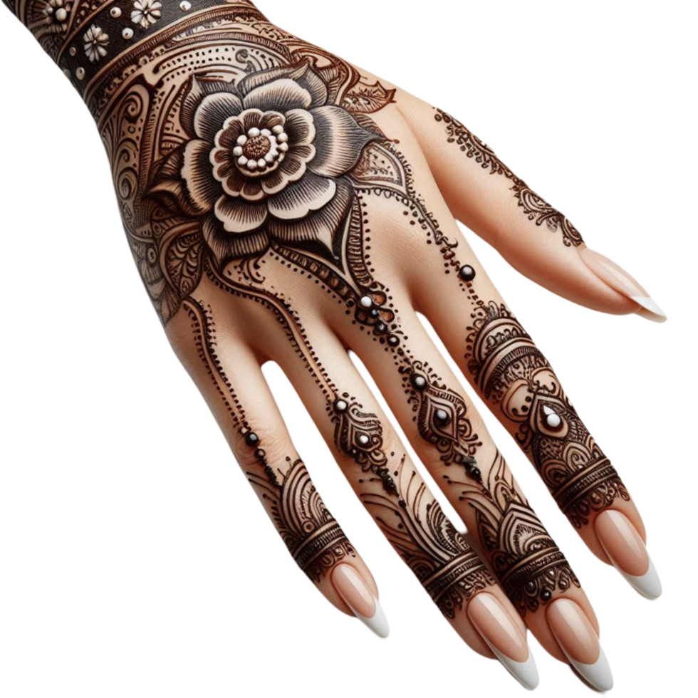 Floral Mehndi with Spiral Pattern png