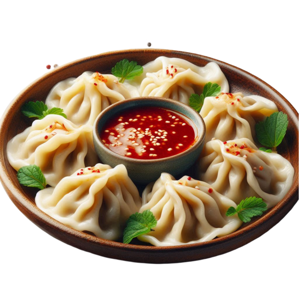 Colorful Veg Dumplings with Sauce png