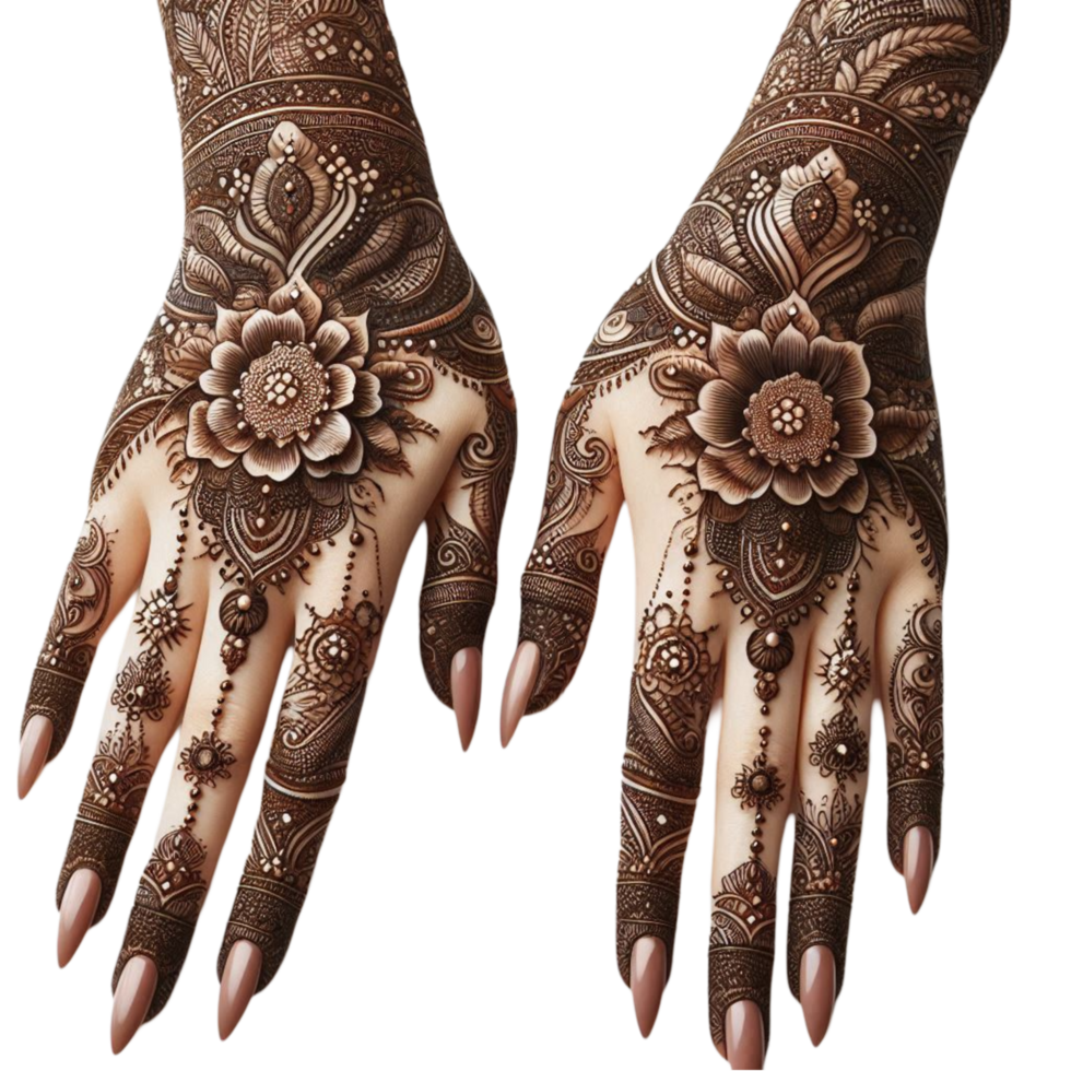 Elegant Bridal Mehndi Design on Hands png