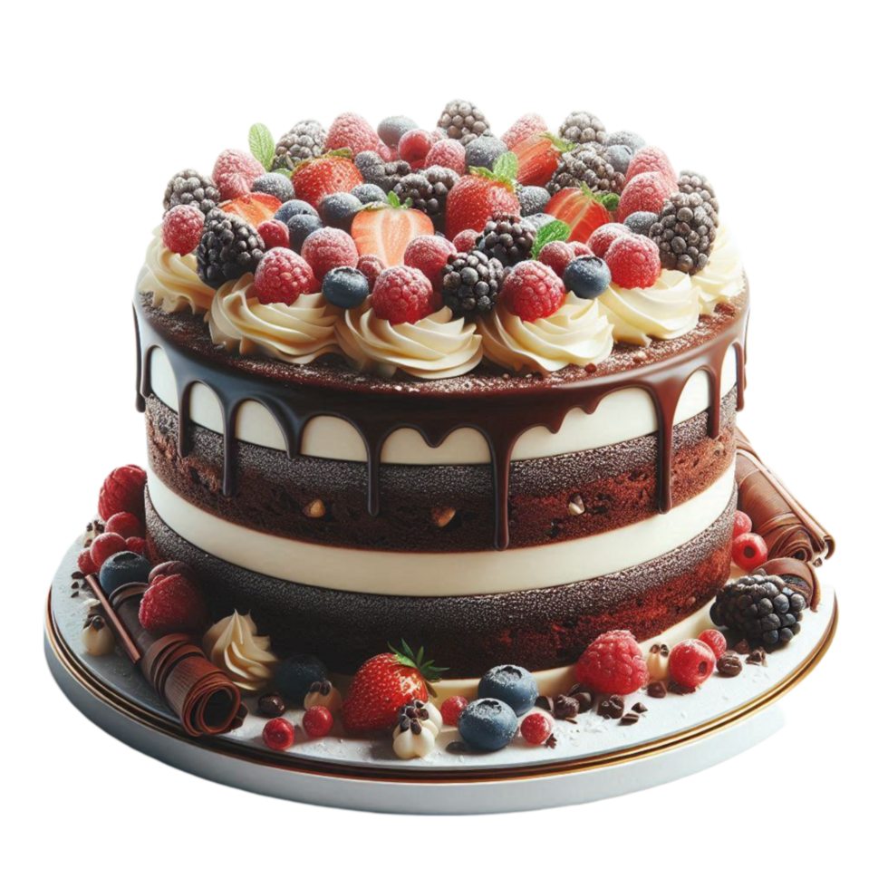 Dark Chocolate Glaze, and Mixed Berries png