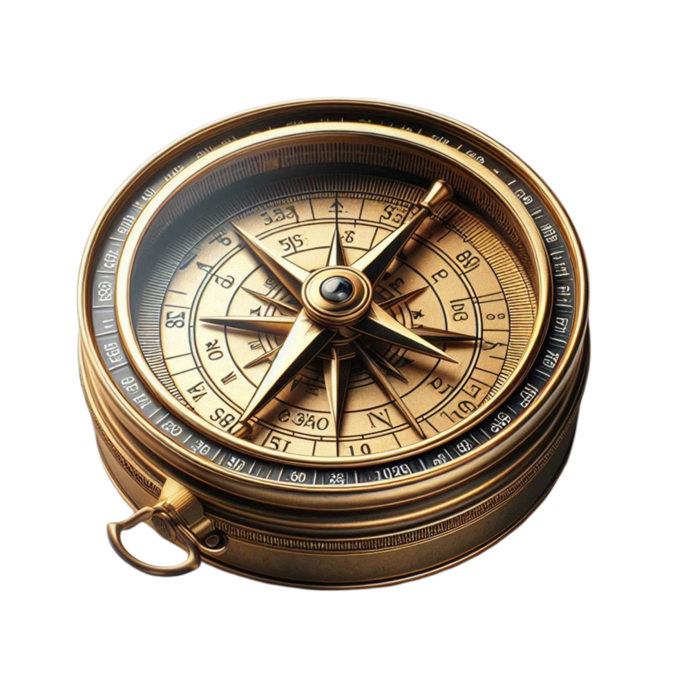 Antique Golden Compass for Navigation png