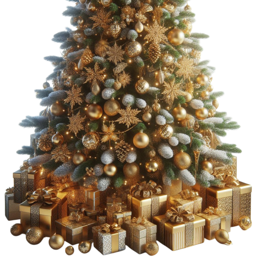 Elegant Christmas Tree with Golden Ornaments png