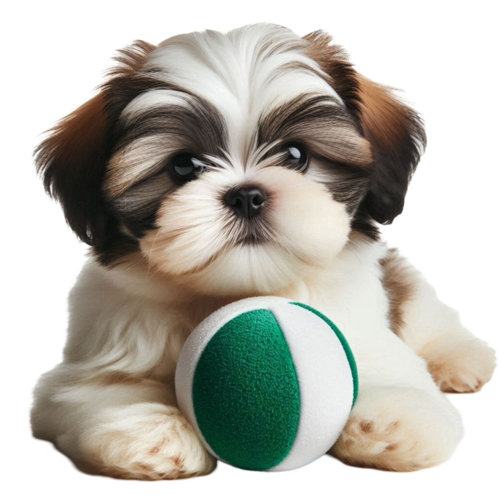 Cute Puppy with Green Ball png