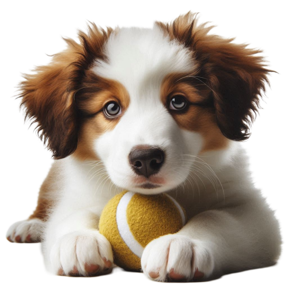 Happy Puppy with Yellow Ball png