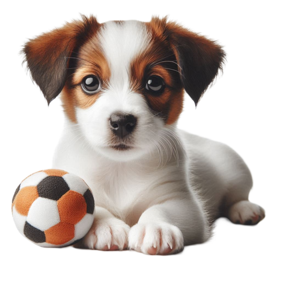 Cute Puppy with Colorful Ball png