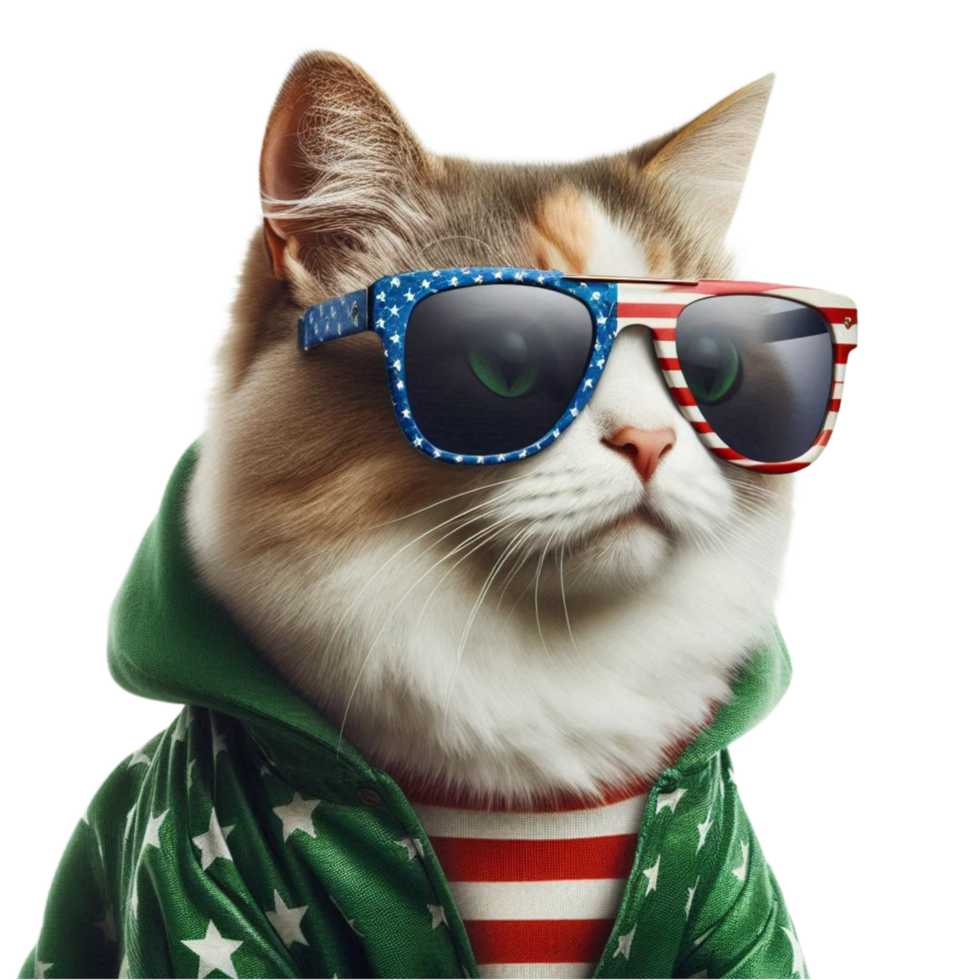 Patriotic Cat in Sunglasses png