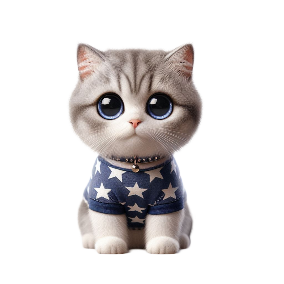 A Cat Wearing a Shirt with Stars on It png