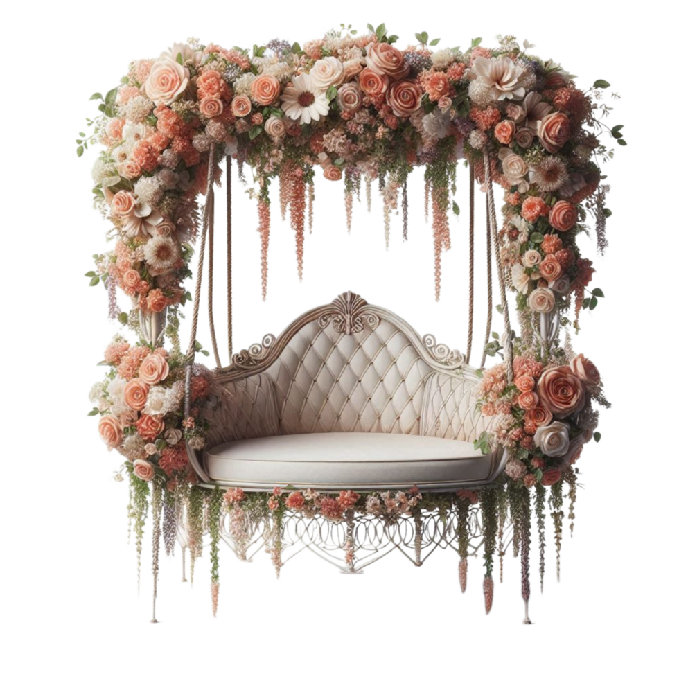 Rustic Floral Canopy Bed png