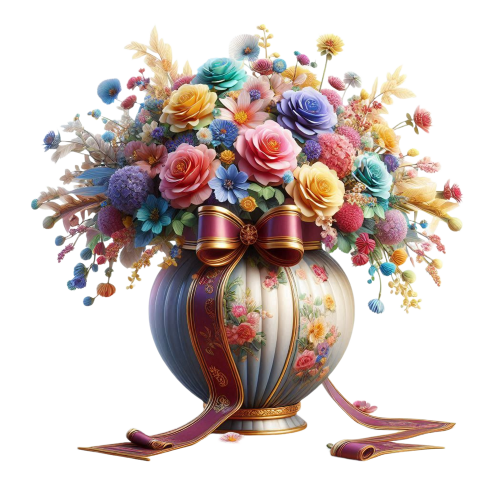 Porcelain Vase with Colorful Floral png