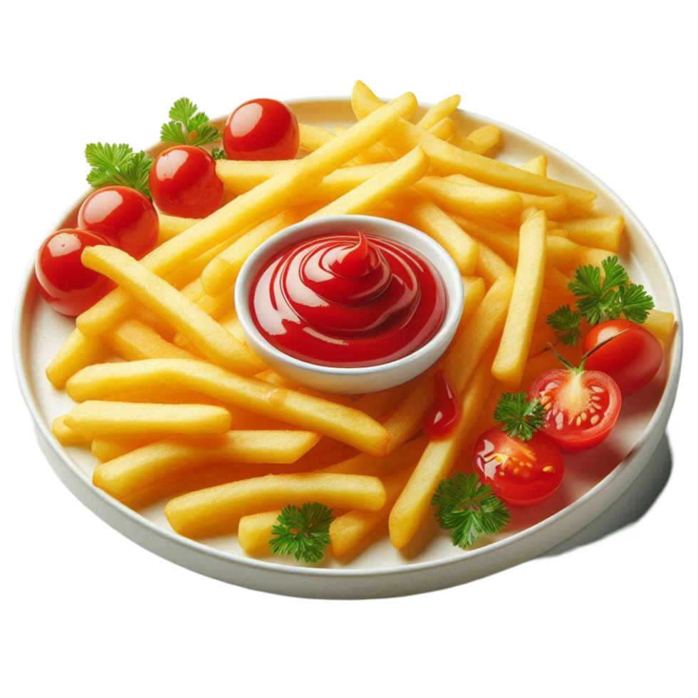 Plate of Fries with Garnish png
