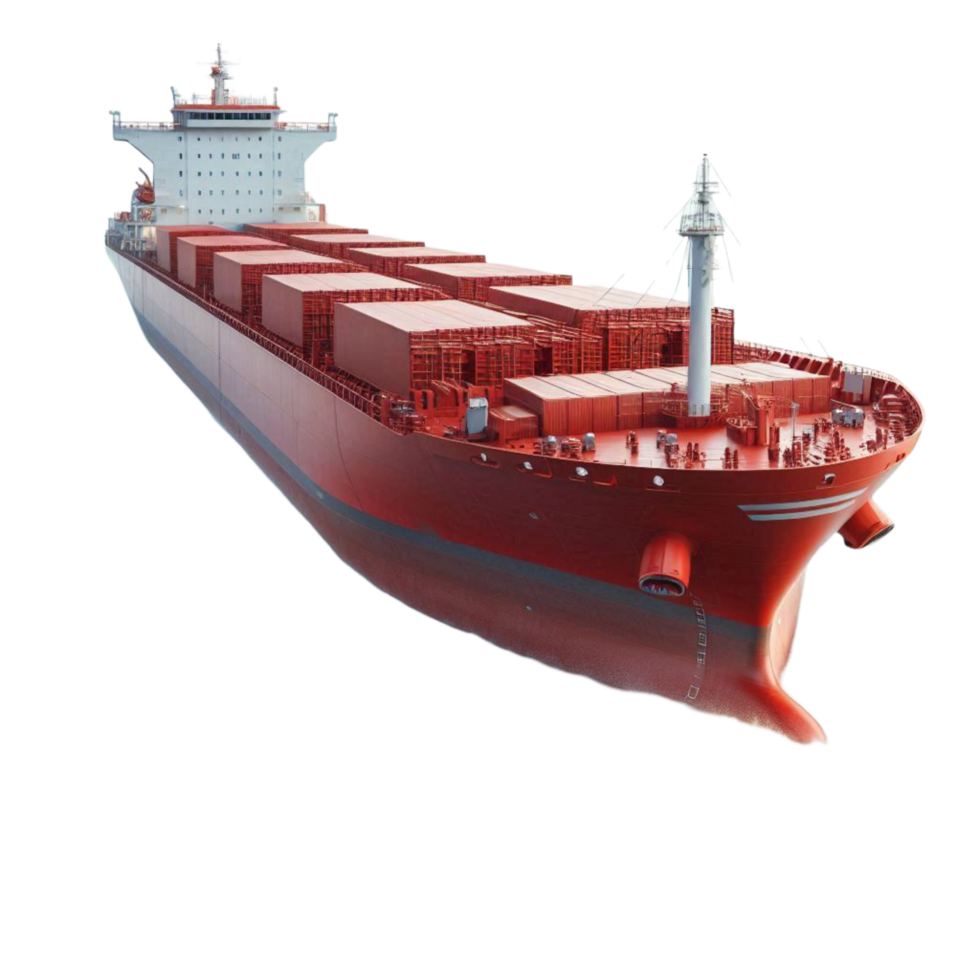 freight container ship isolated front angled 3d render png