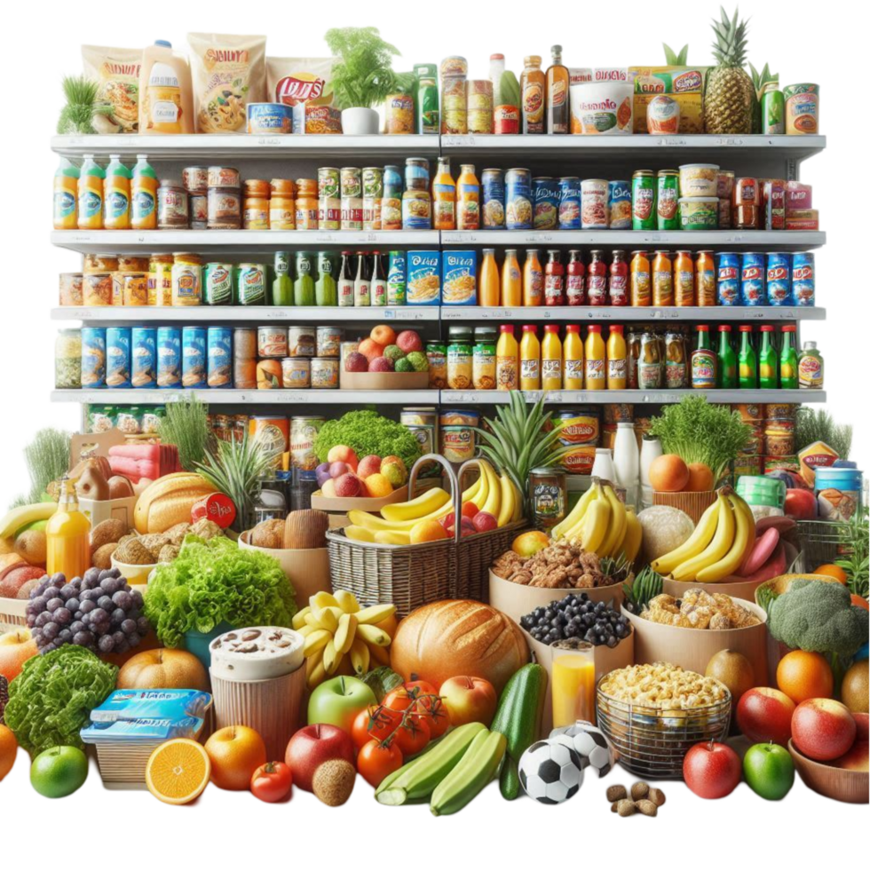Grocery Store Aisle with Fresh Produce png