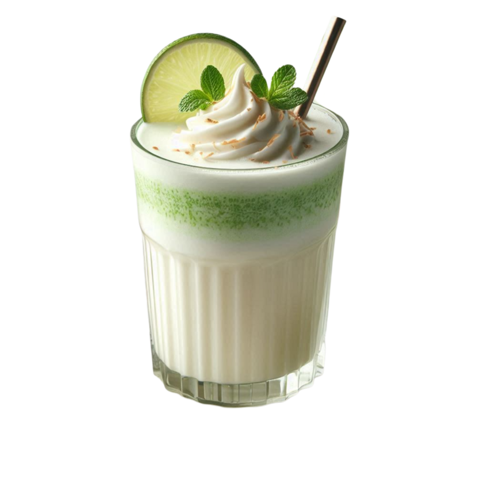 Creamy Coconut Lime Smoothie with Straw png