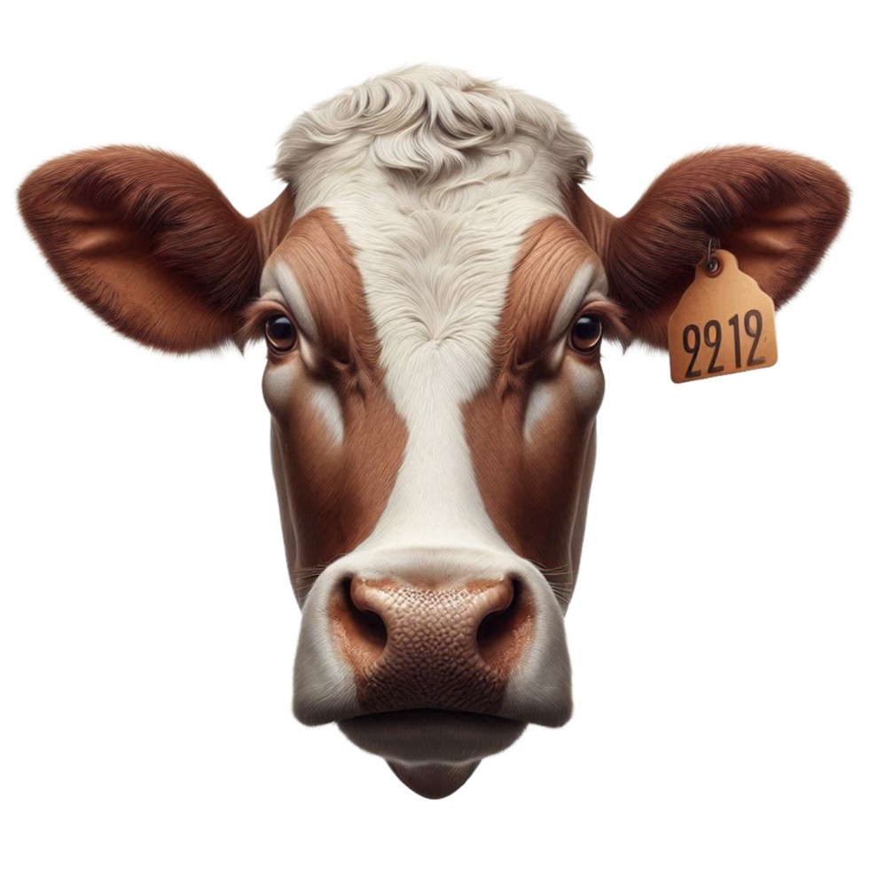 Curious Cow with Tag in Ear png