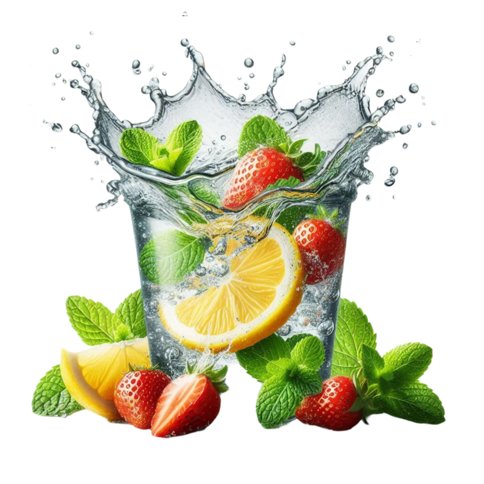 Citrus and Berry Splash in Water png