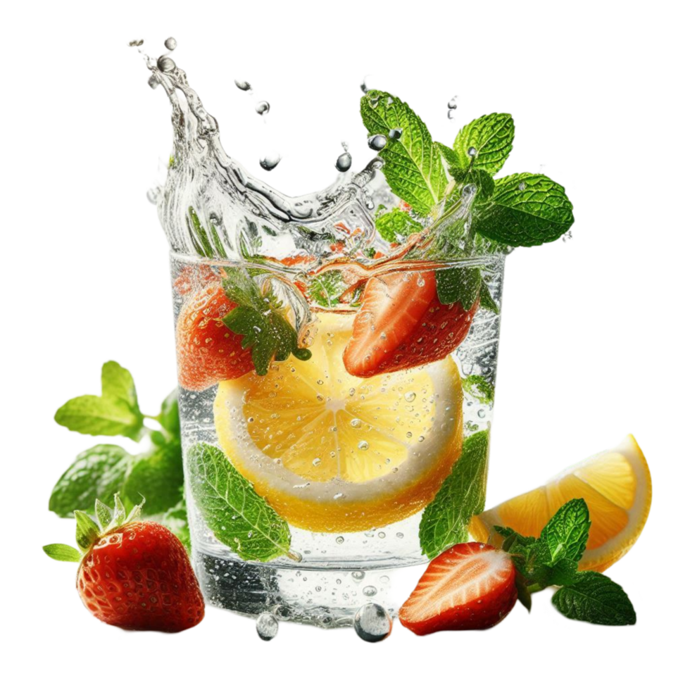 Mint Infused Water with Lemon Slices png