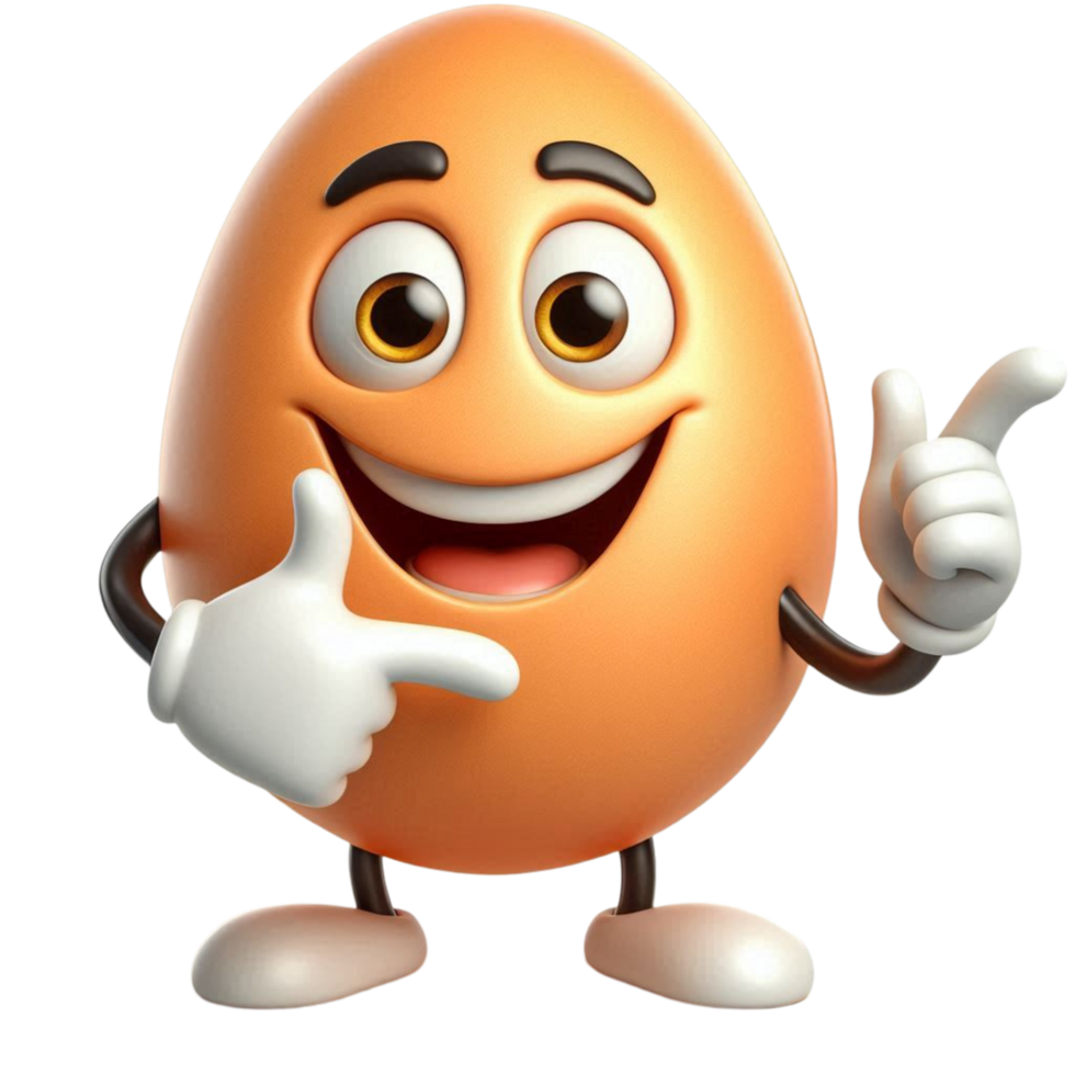 Cheerful Egg Cartoon Pointing Up png