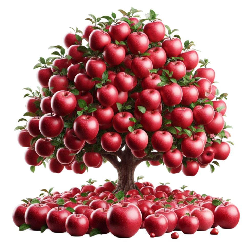 Red Apple Tree with Apples on the Ground png