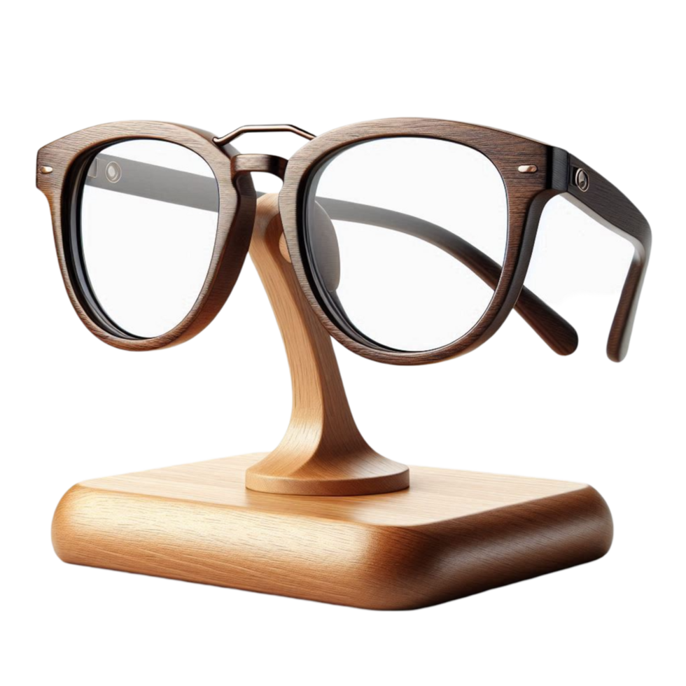 Brown Glasses on Wooden Stand png