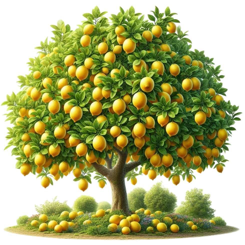 Full Lemon Tree Loaded with Fruits png