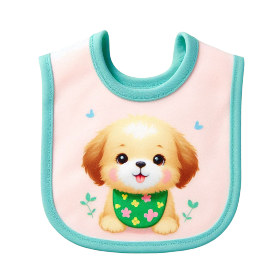 ink Baby Bib with Smiling Puppy png