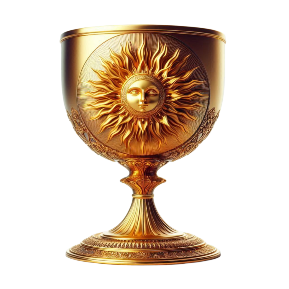 Radiant Sun Motif Golden Chalice png