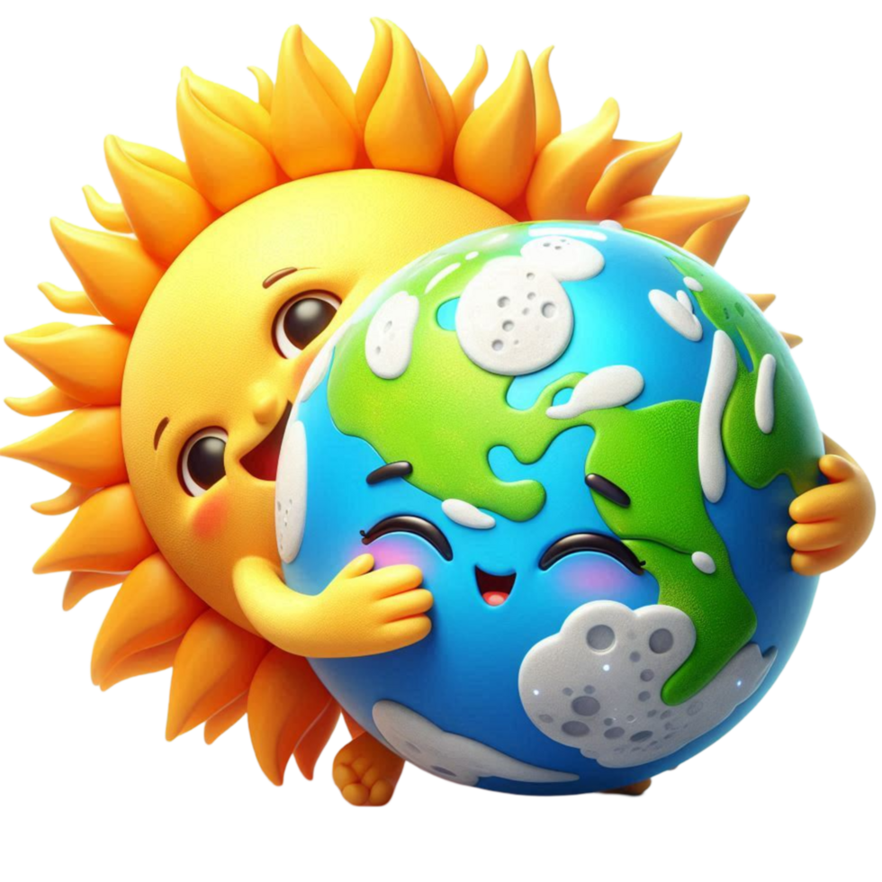 Cute Earth and Sun Cartoon png