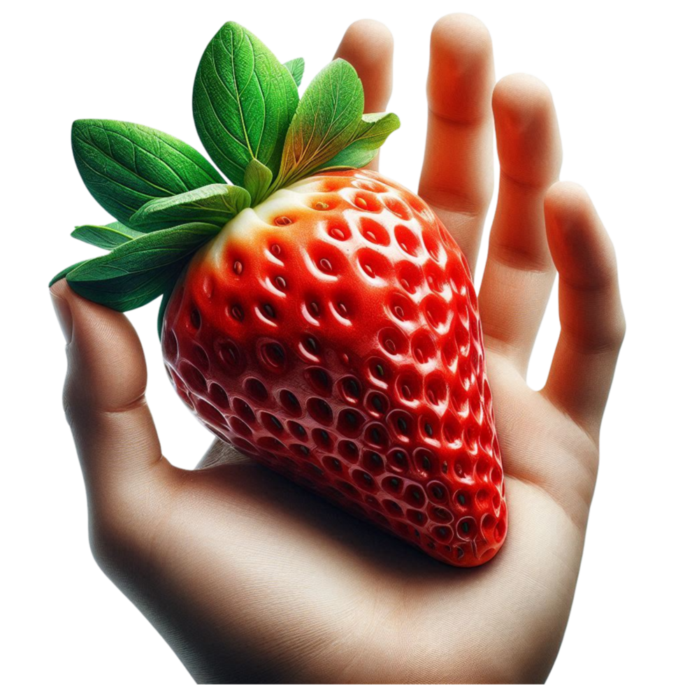 Hand Holding Fresh Strawberry png