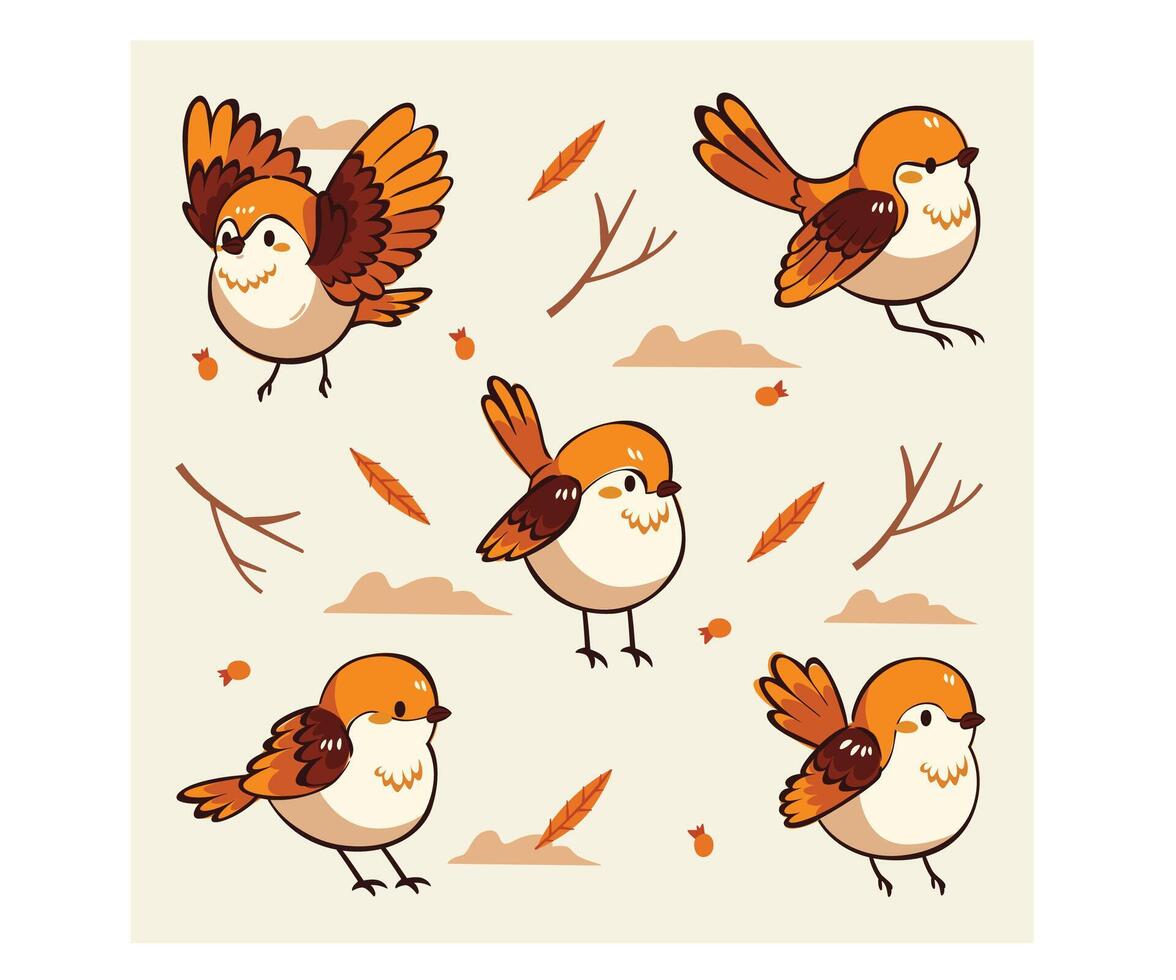 Illustration of Playful Birds vector