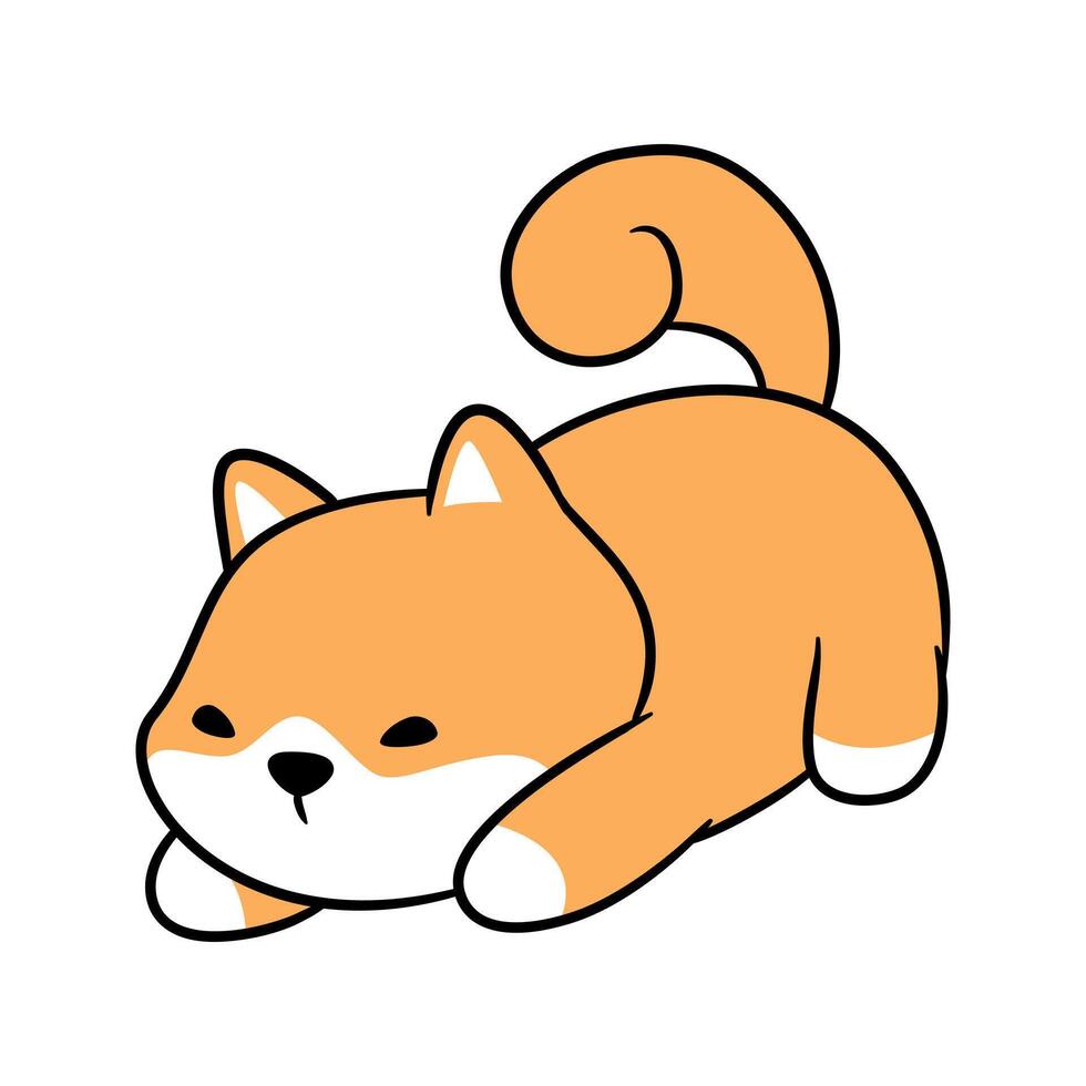 An orange cat laying down on its side vector