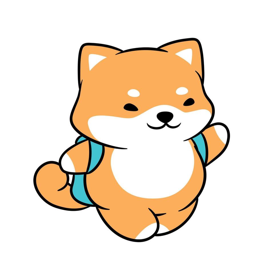 shiba inu dog with backpack illustration vector