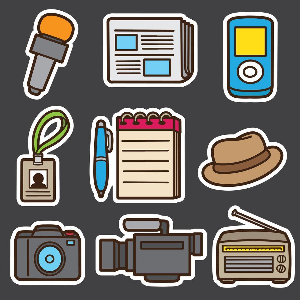 set of journalist good for sticker, icon, element design, badge, etc vector