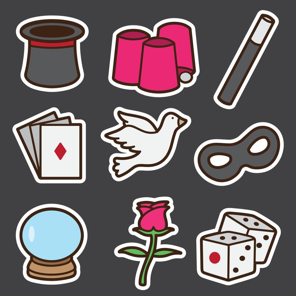 set of magician good for sticker badge, element design, icon, print design, etc vector