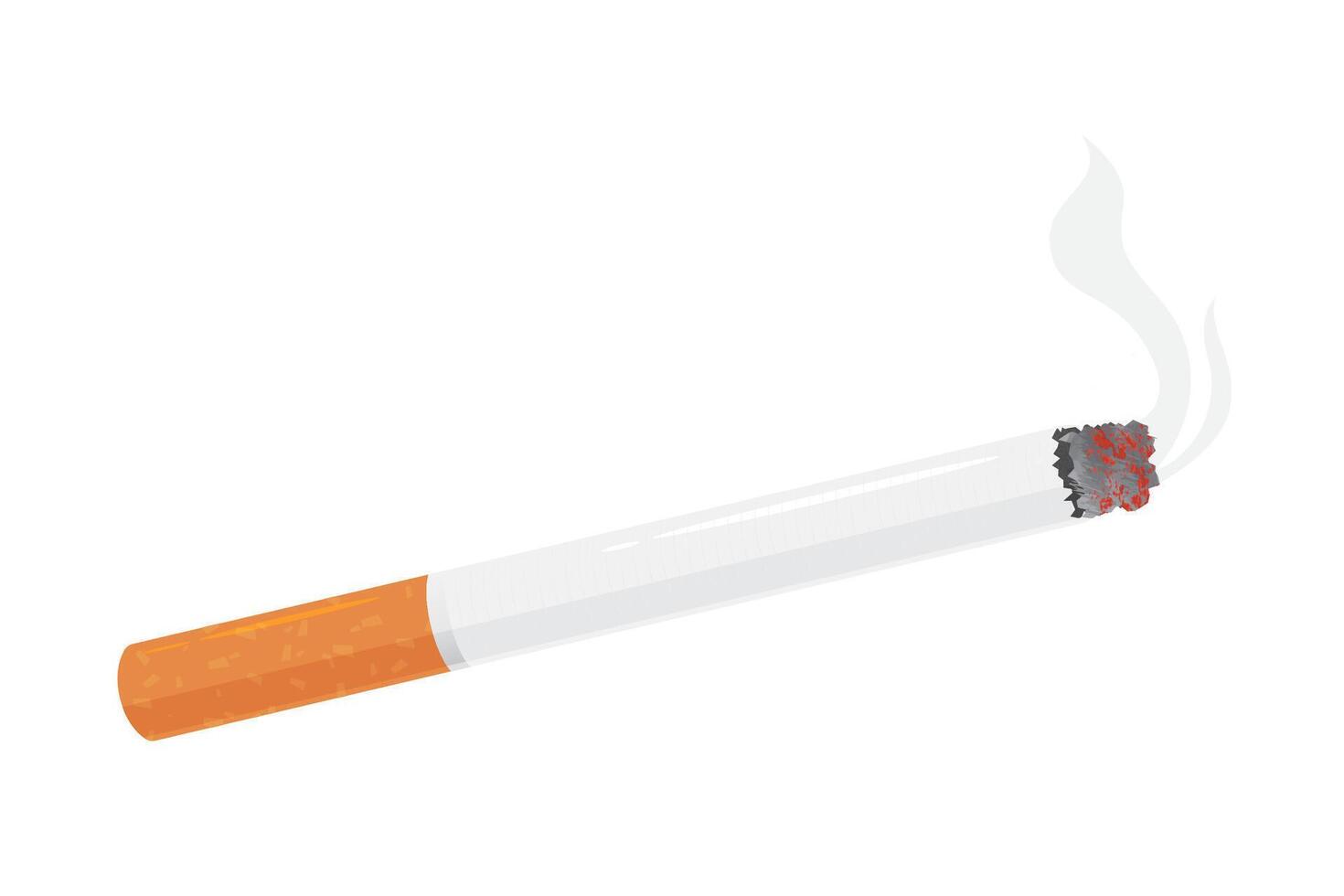 Cigarette icon with realistic illustration. smoking room. burning cigarette smoke vector