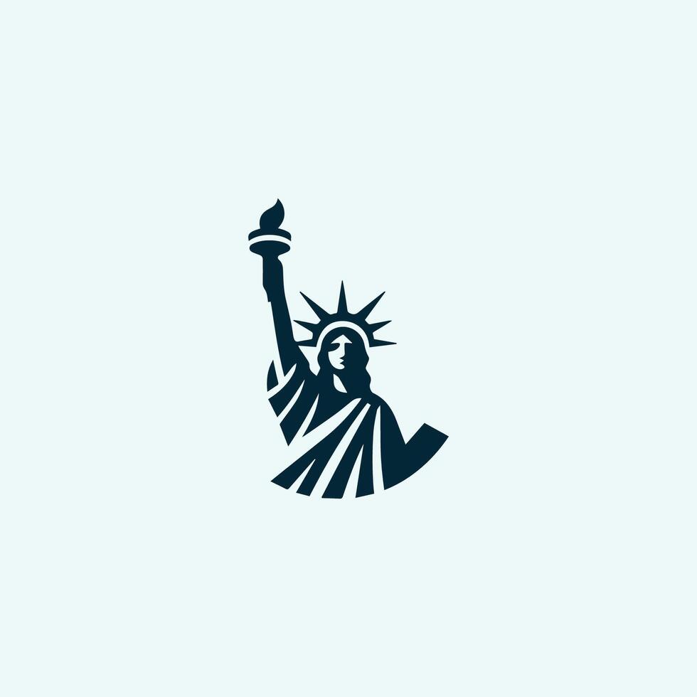 the statue of liberty is shown in a simple logo vector
